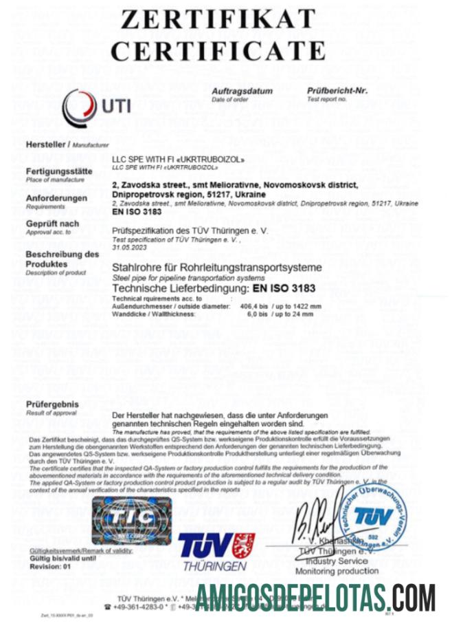 Certificado de registro UTI da Alemanha para download, modelo Word e PDF